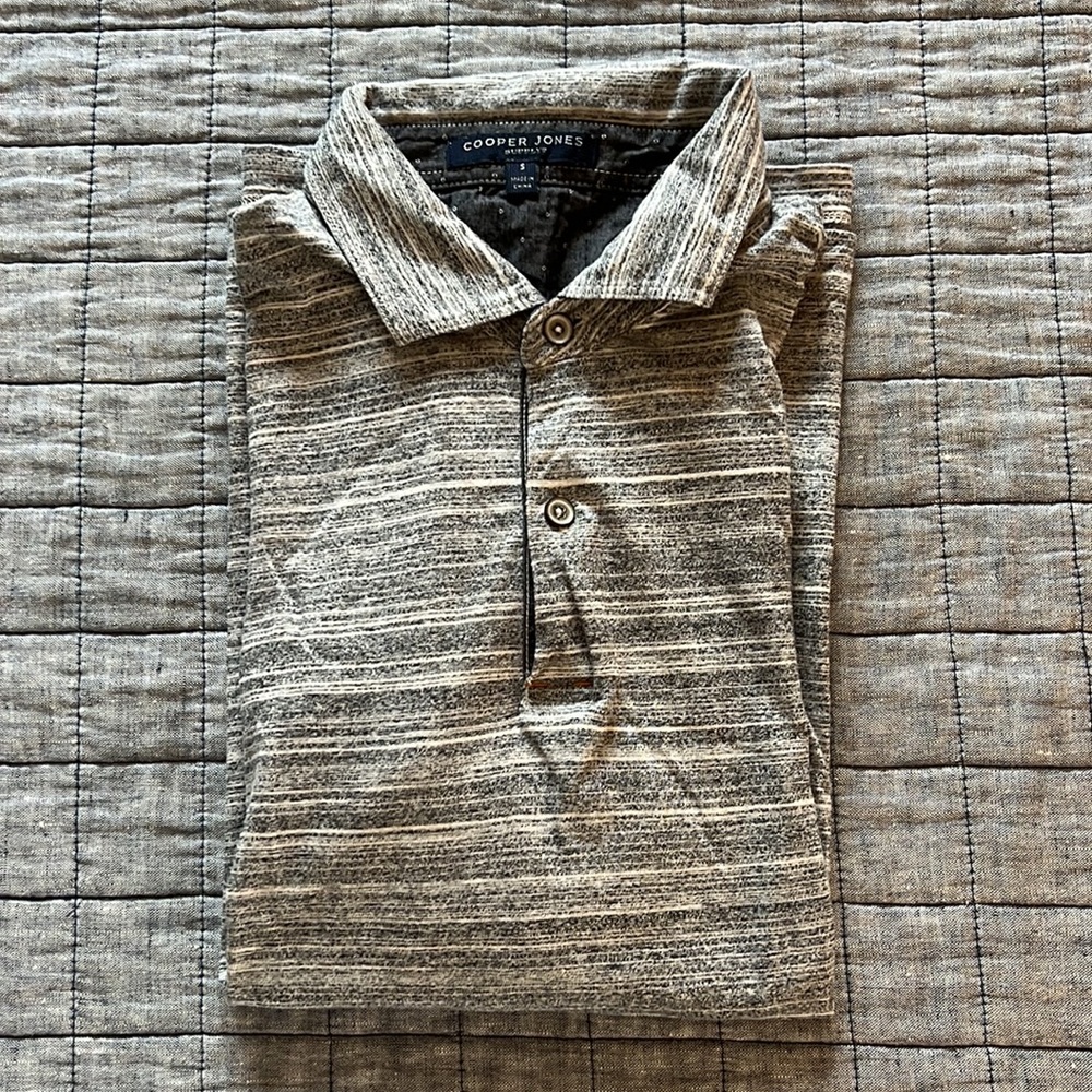Cooper Jones Supply Striped Short Sleeve Polo Shirt With Patterned Collar - Picture 6 of 8